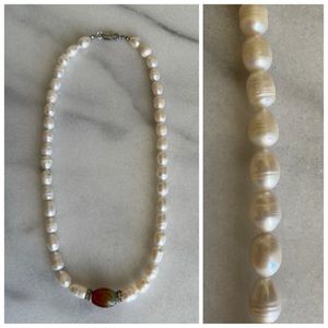 VINTAGE • Faux Pearl Choker Maiden Pearlcore Rhinestone Agate Beaded Necklace